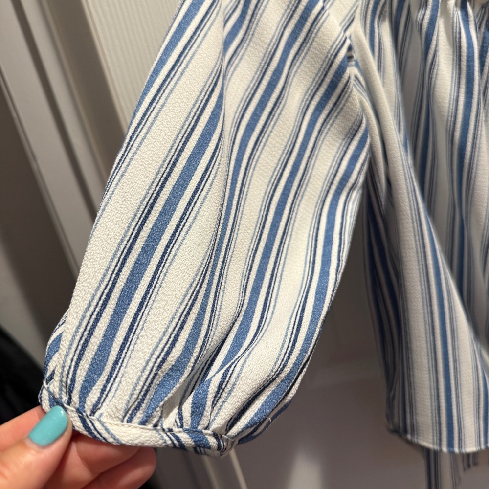 Soprano Blue and White Striped Off-Shoulder Blouse - Picture 3 of 6